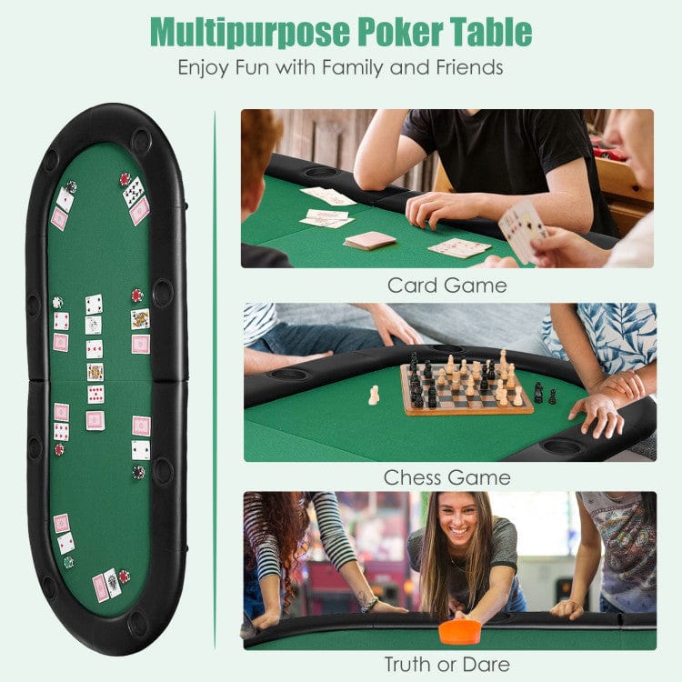 Costway 8 Players Texas Holdem Foldable Poker Table