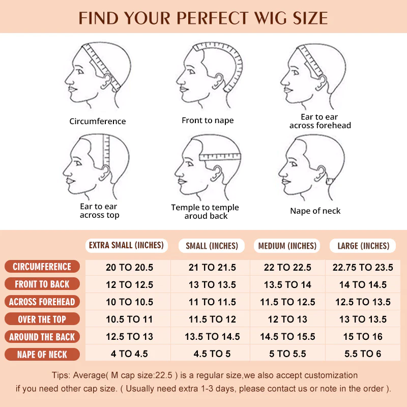 Kukkii-san - 12 - WIG AND HEAD SIZES Heads come in all shapes and sizes.  Measure your head at the widest point, a little above the hairline, to  determine your head size.