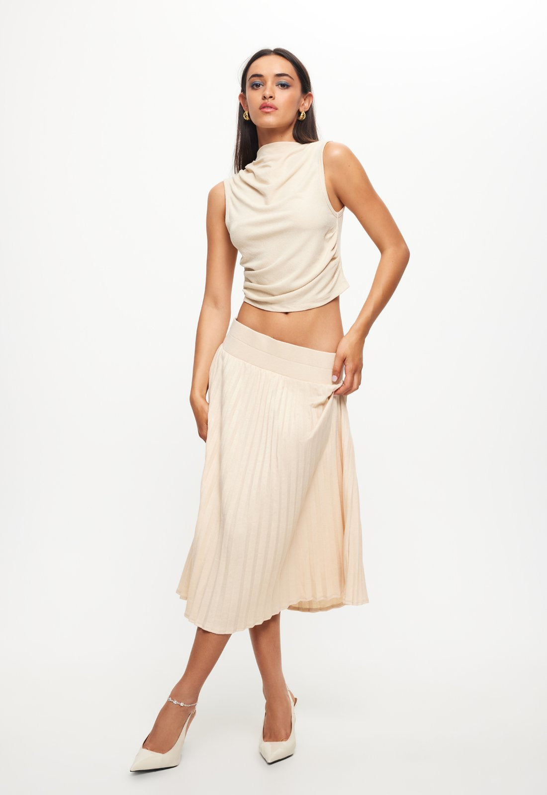 SYDNEY PLEAT SKIRT - OATMEAL