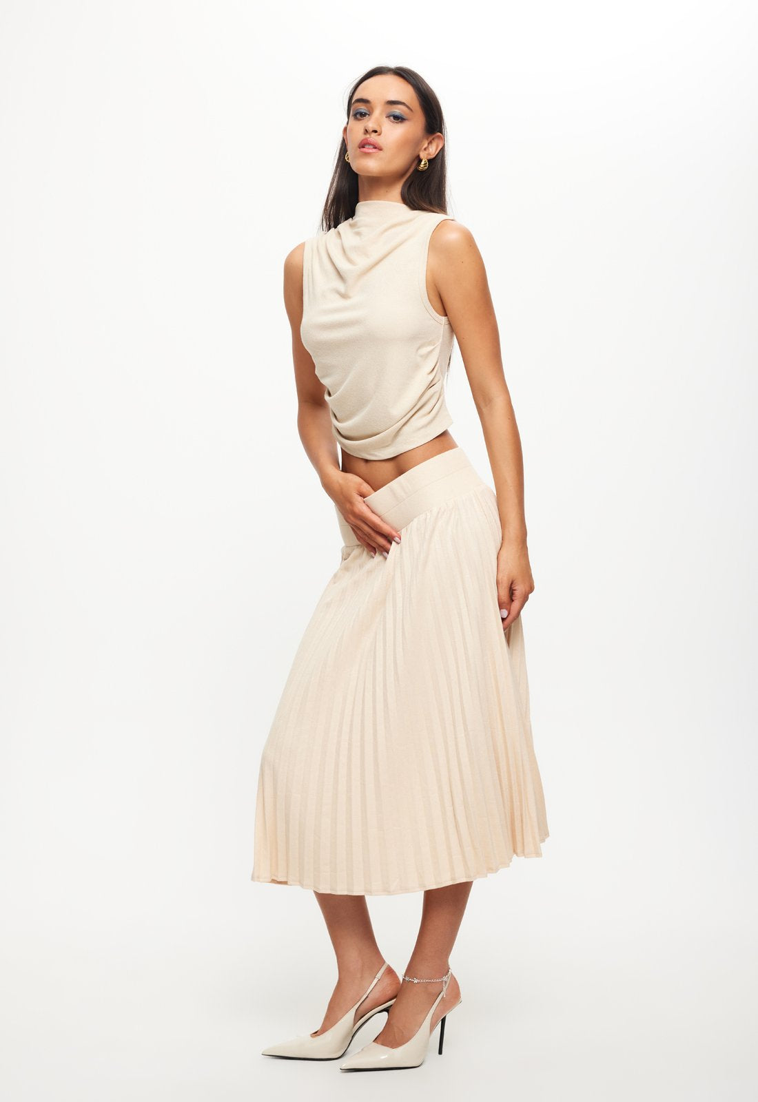 SYDNEY PLEAT SKIRT - OATMEAL