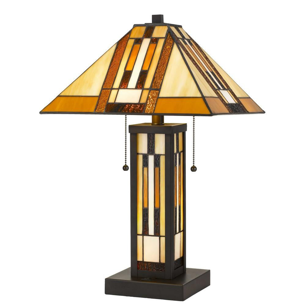 Benzara 127-Watt Multicolor Tiffany Shade Table Lamp With Metal Base