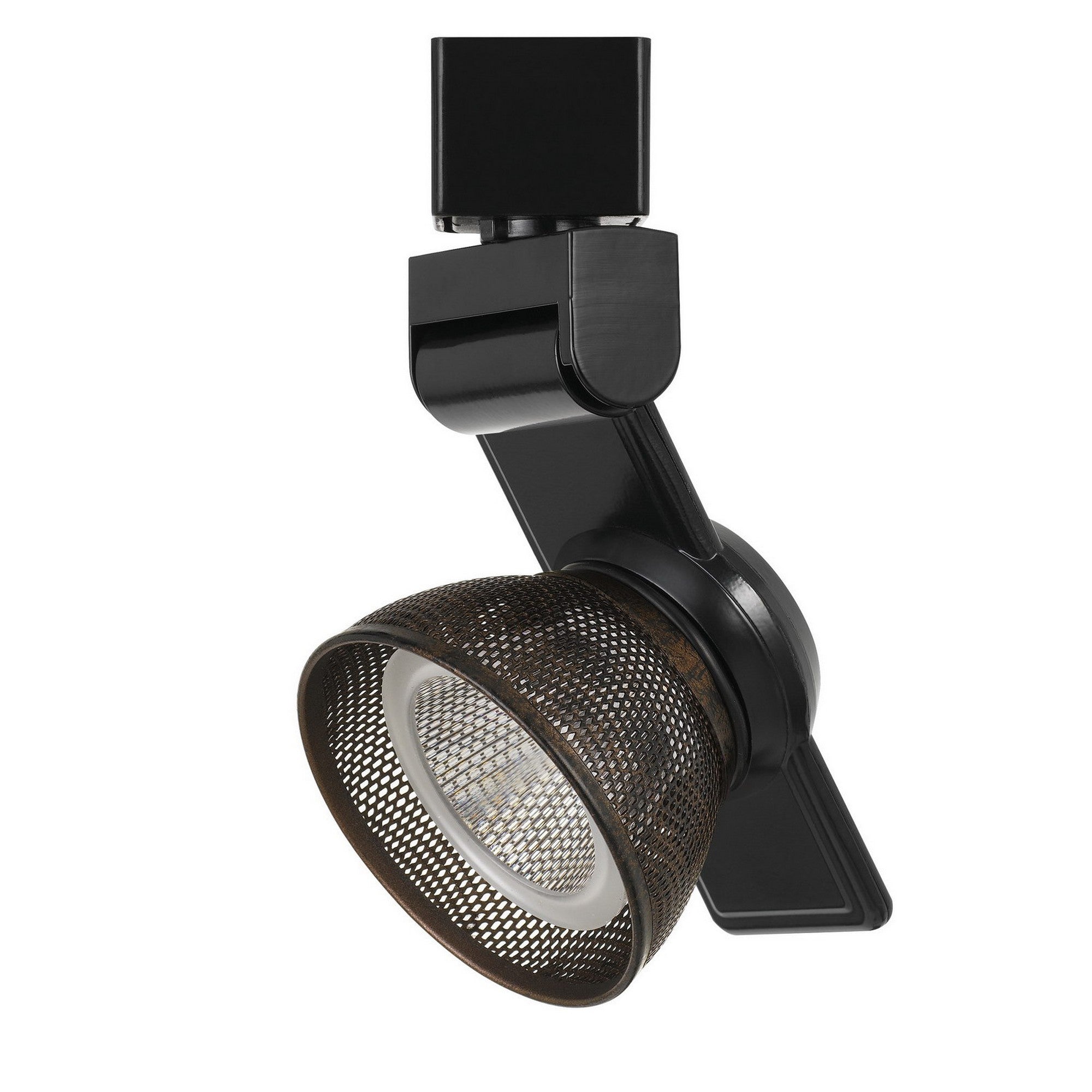 Benzara Black Metal Track Lighting Pendant With 12W Integrated LED and Bronze Mesh Head