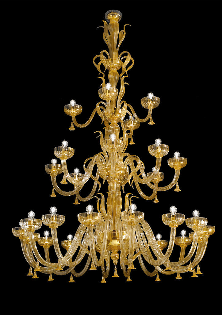 Sylcom Foscari 1524/A3+2-D-BL.CR Milky White Clear Wall Lamp in Polished Gold Metal Finish
