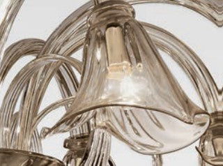 Sylcom Grimani 1479/6-K-FU Smoked Chandelier in Polished Chrome Metal Finish
