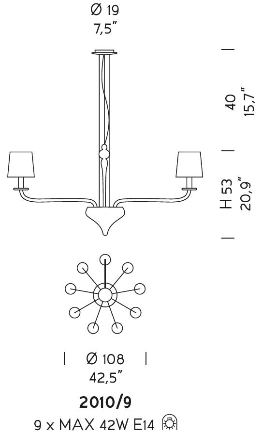 Sylcom Sahara 2010/9-K-BL Milk White Suspension in Polished Chrome Metal Finish