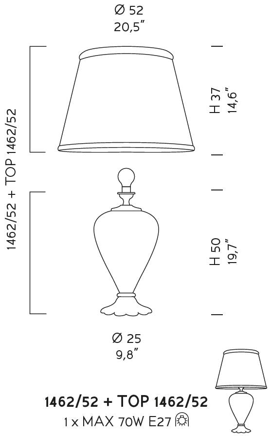 Sylcom Teodora 1462/52-D-FU Smoked Lamp Shade in Polished Gold Metal Finish