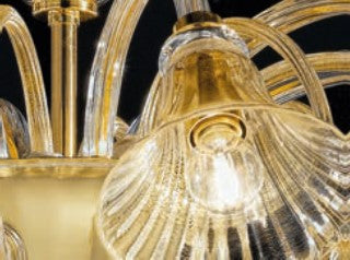 Sylcom Venier 1421/8-D-CR.ORO Clear and 24 Kt Gold Ceiling Lamp in Polished Gold Metal Finish