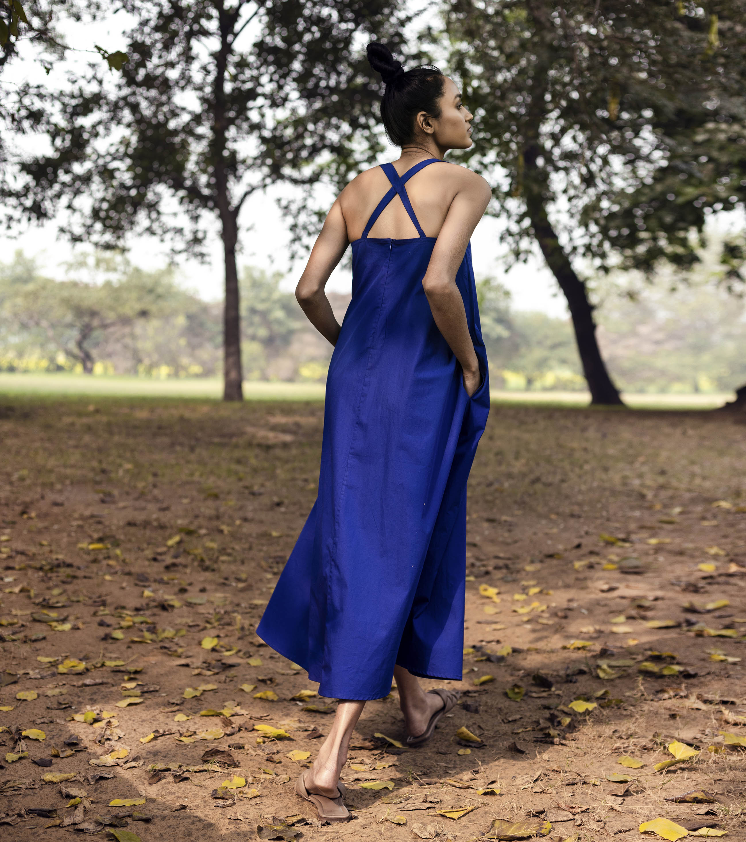 Blue Sleeveless Midi Dress