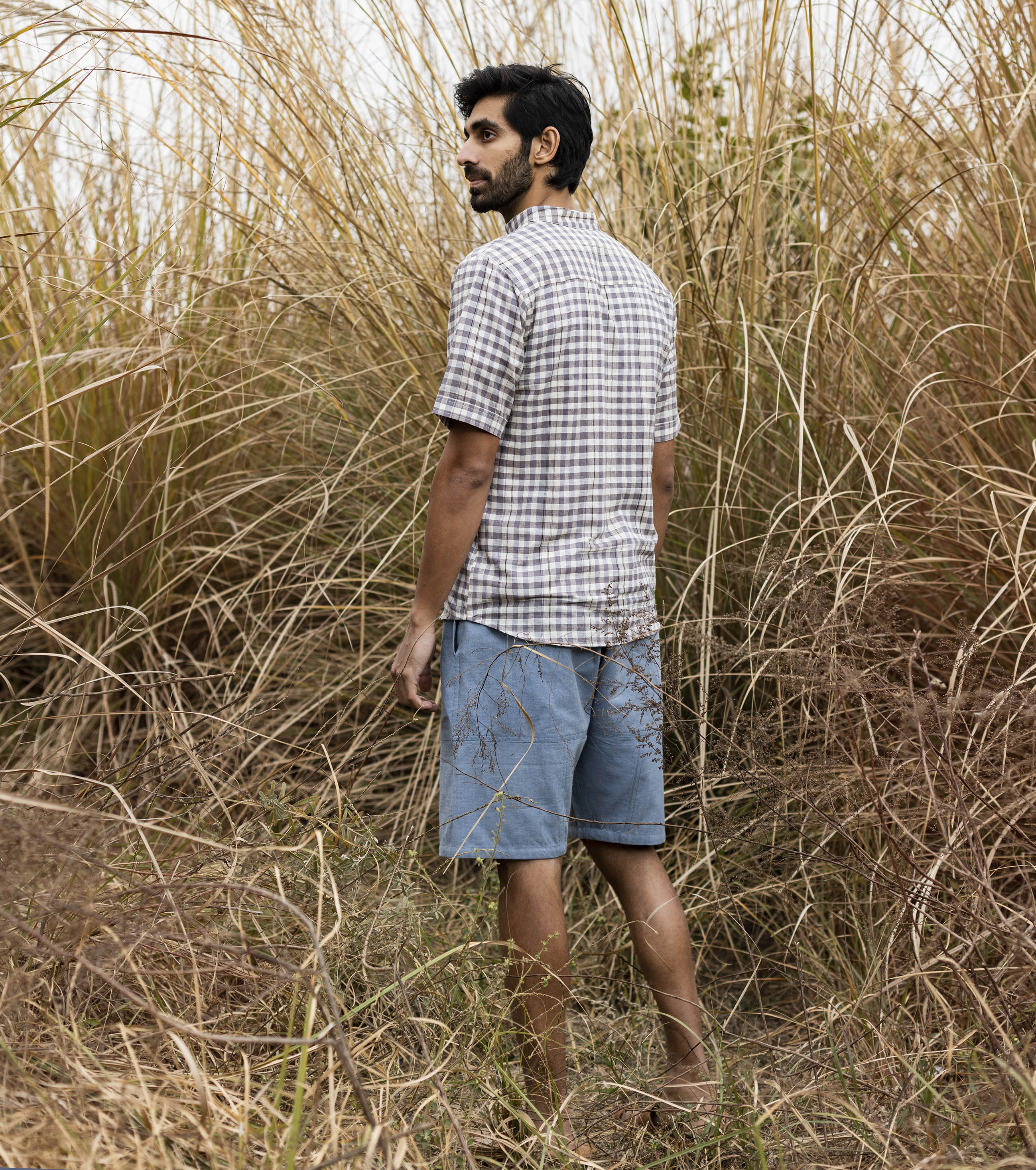 Grey White Check Shirt