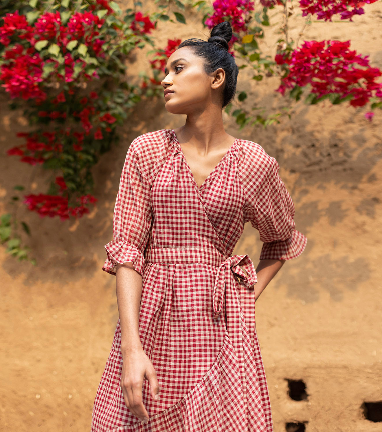 Red Check Midi Dress