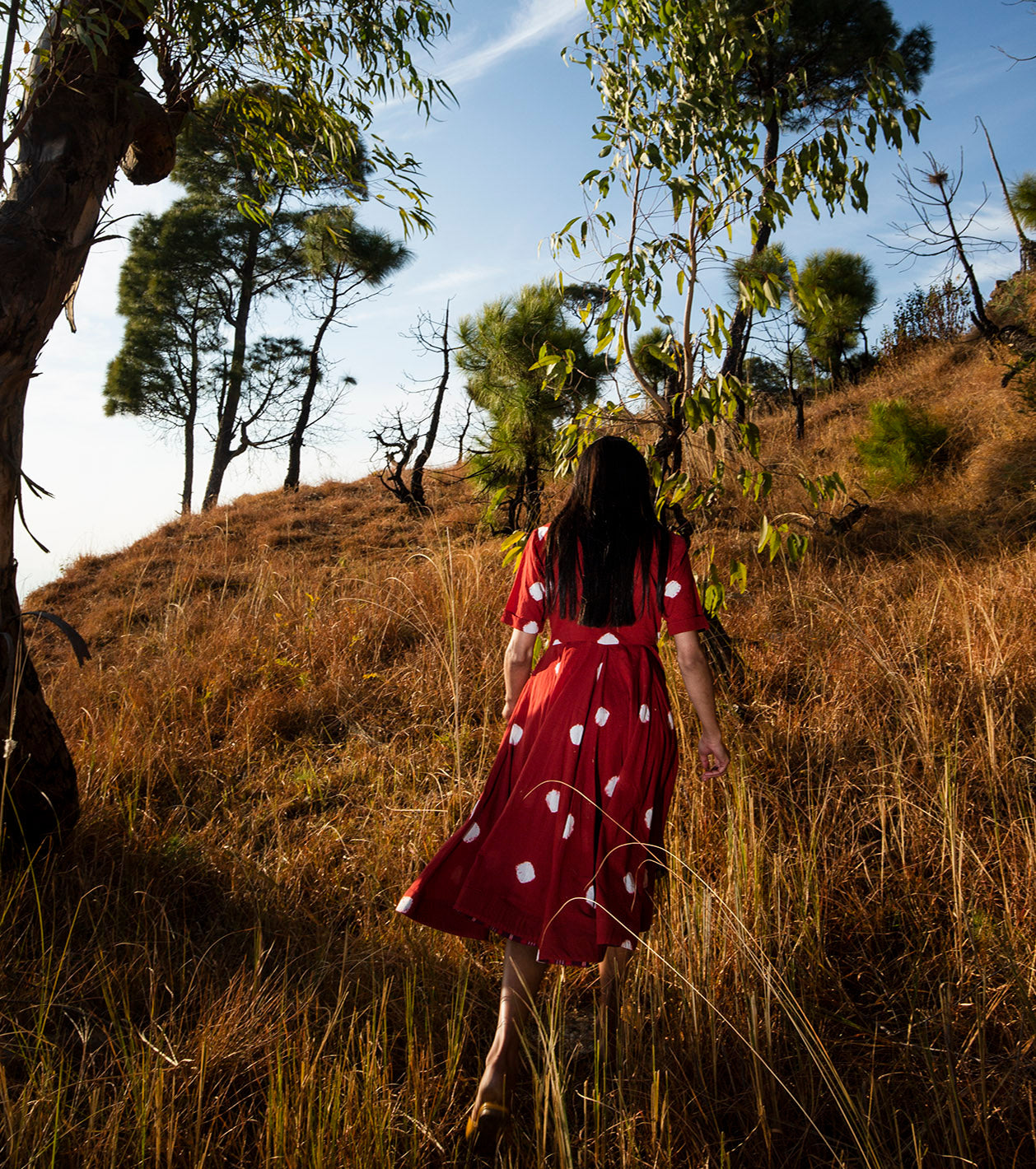 Red Polka Dots Midi Dress