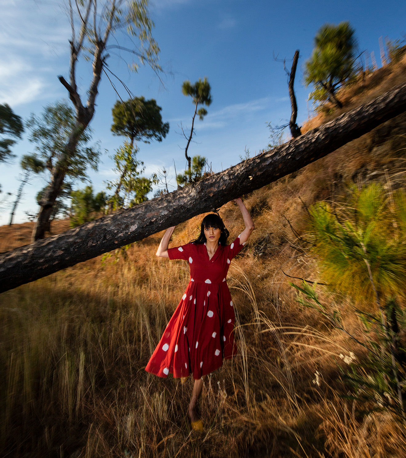 Red Polka Dots Midi Dress