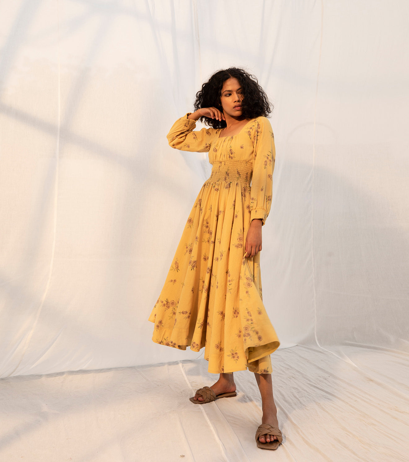 Yellow Mustard Midi Dress