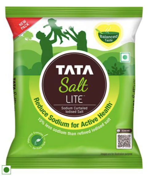 Tata Salt Lite - 15% Low Sodium Iodised Salt - 2.2 Lb (1 Kg)