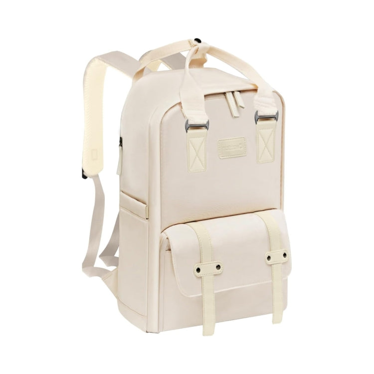 Cwatcun D78 Camera Laptop Backpack Bag With Detachable Insert Camera Case(Creamy White)