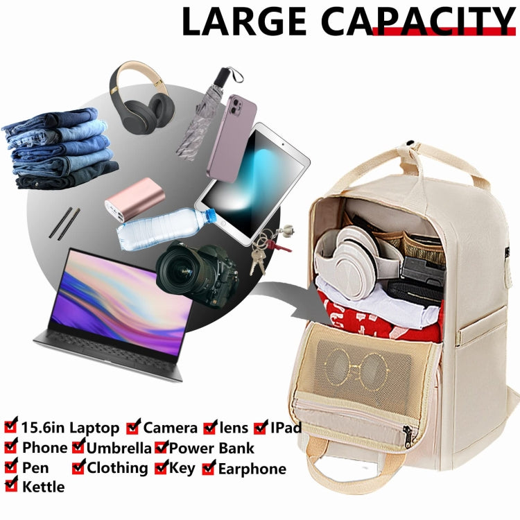 Cwatcun D78 Camera Laptop Backpack Bag With Detachable Insert Camera Case(Creamy White)