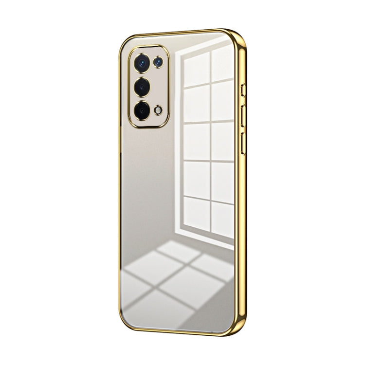 For OPPO A54 5G Transparent Plating Fine Hole Phone Case(Gold)