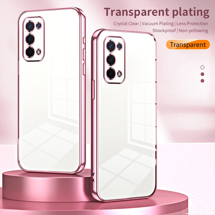 For OPPO A54 5G Transparent Plating Fine Hole Phone Case(Gold)