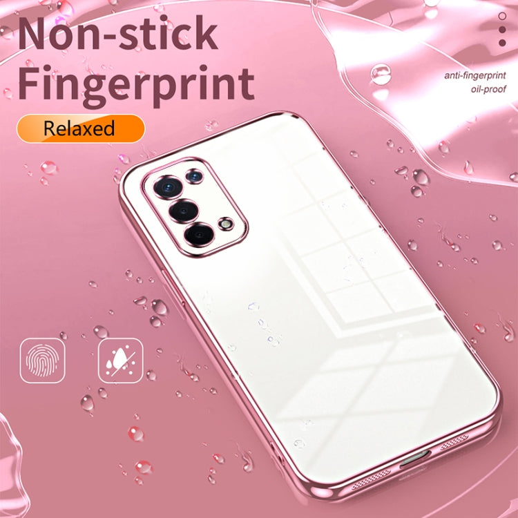 For OPPO A54 5G Transparent Plating Fine Hole Phone Case(Gold)