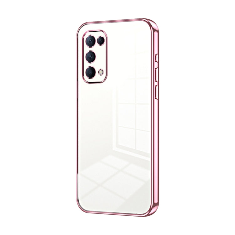 For OPPO Reno5 4G/5G / Reno5 K Transparent Plating Fine Hole Phone Case(Pink)