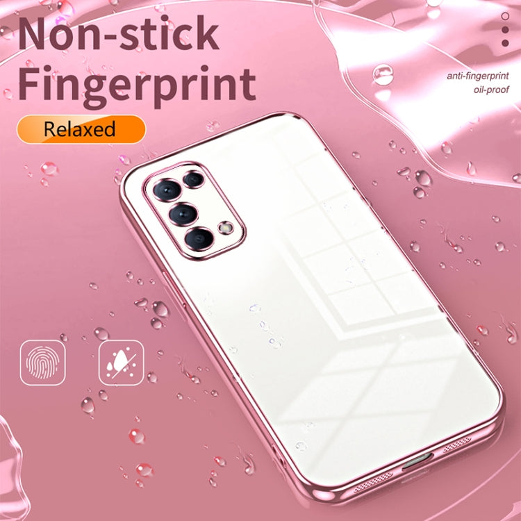 For OPPO Reno5 4G/5G / Reno5 K Transparent Plating Fine Hole Phone Case(Pink)