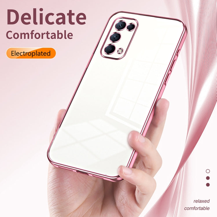 For OPPO Reno5 4G/5G / Reno5 K Transparent Plating Fine Hole Phone Case(Pink)