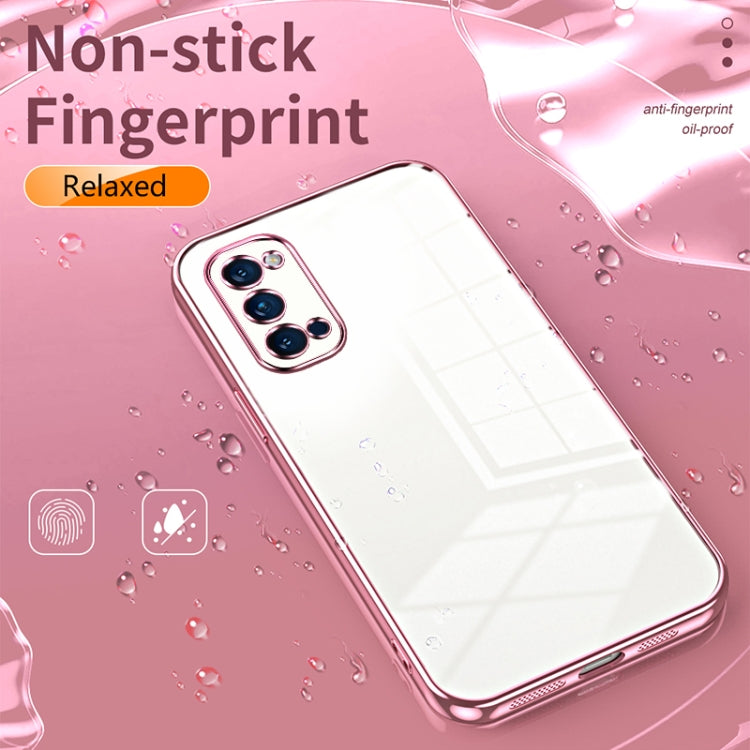 For OPPO Reno4 Pro Transparent Plating Fine Hole Phone Case(Black)
