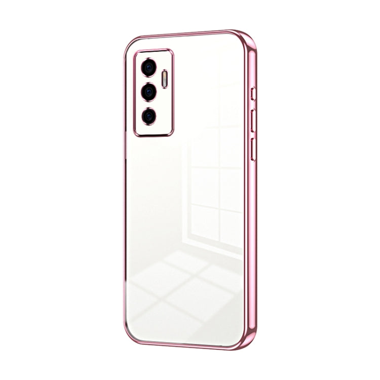 For vivo S10e / V23e 4G/5G / Y75 4G Transparent Plating Fine Hole Phone Case(Pink)