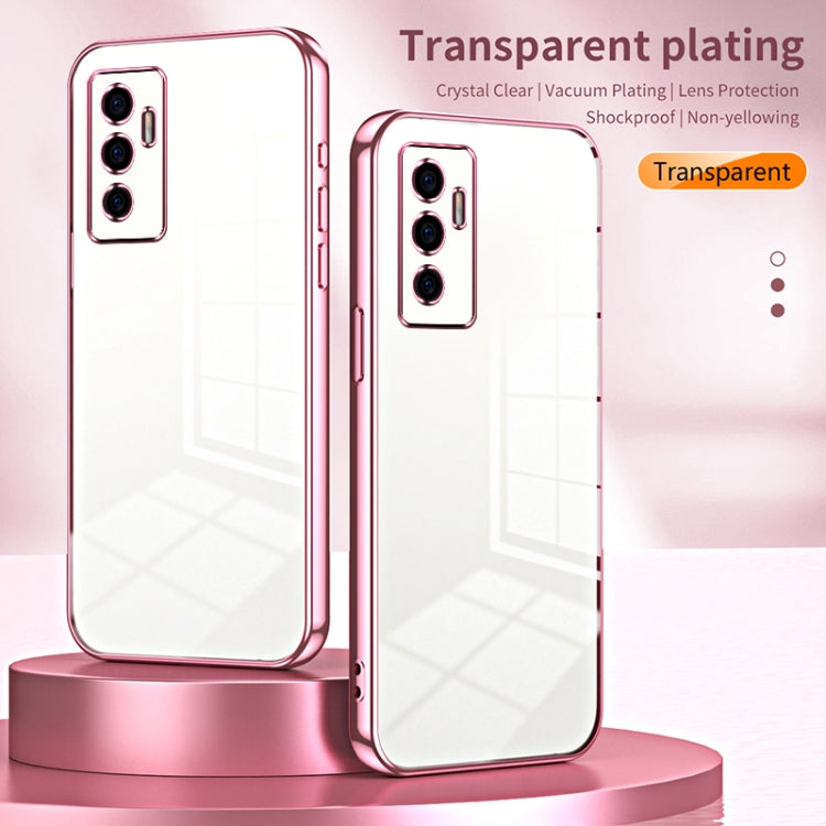 For vivo S10e / V23e 4G/5G / Y75 4G Transparent Plating Fine Hole Phone Case(Pink)