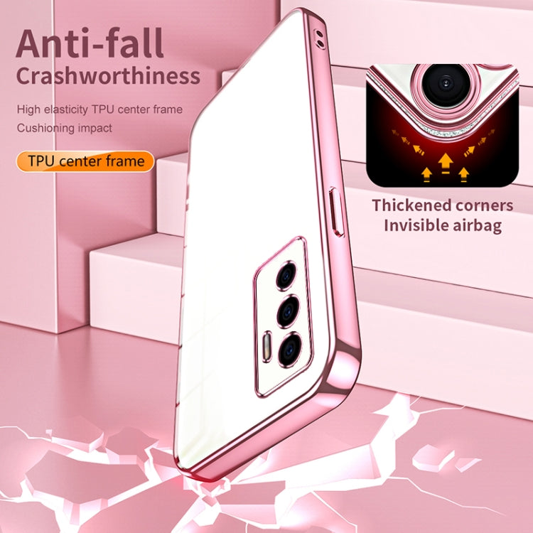 For vivo S10e / V23e 4G/5G / Y75 4G Transparent Plating Fine Hole Phone Case(Pink)