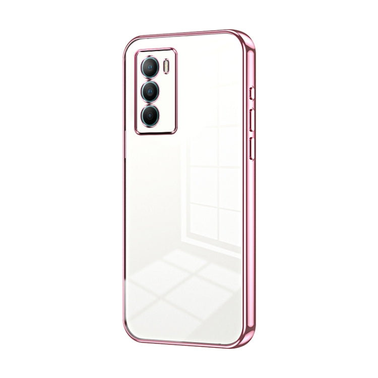 For vivo T1 / iQOO Neo5 SE Transparent Plating Fine Hole Phone Case(Pink)