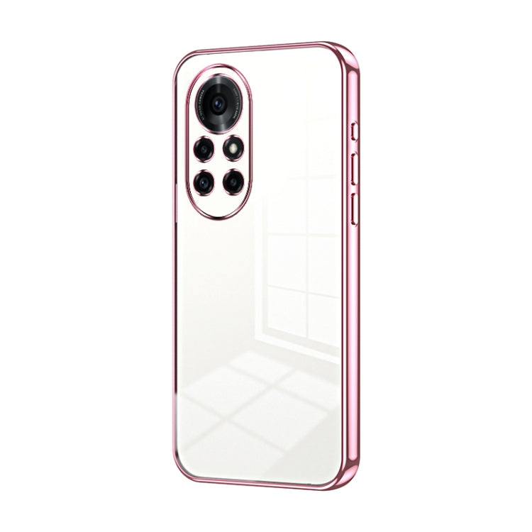 For Huawei nova 8 Pro Transparent Plating Fine Hole Phone Case(Pink)