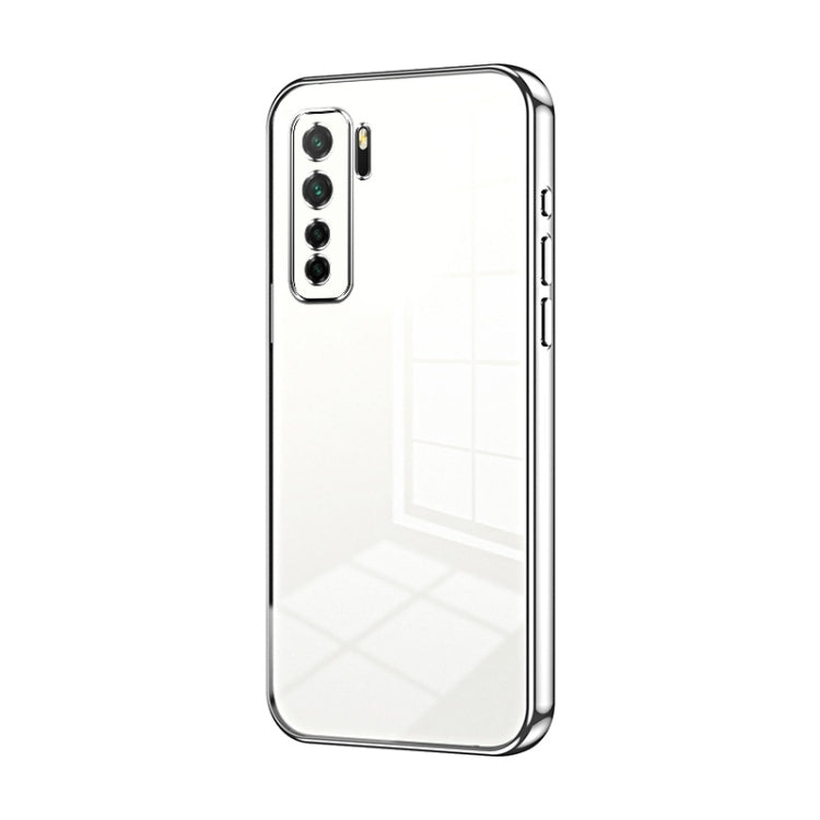 For Huawei nova 7 SE / P40 lite 5G Transparent Plating Fine Hole Phone Case(Silver)