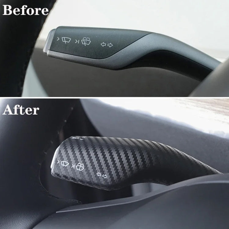 For Tesla Model 3 / Y Car Turn Signal Lever Carbon Fiber Pattern Protective Cover(Bright Black)