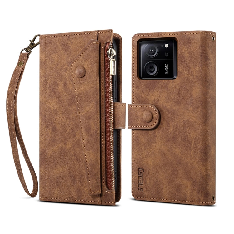 For Xiaomi 13T / 13T Pro / Redmi K60 Ultra ESEBLE Retro Frosted RFID Leather Phone Case(Brown)