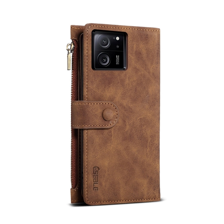 For Xiaomi 13T / 13T Pro / Redmi K60 Ultra ESEBLE Retro Frosted RFID Leather Phone Case(Brown)