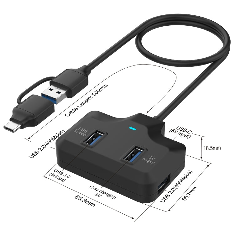 Onten OTN-UCA2310 4 in 2 USB-C / Type-C + USB3.0 4-Ports HUB Docking Station