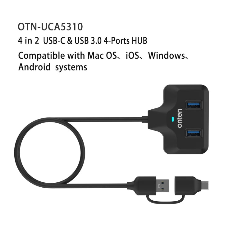 Onten OTN-UCA2310 4 in 2 USB-C / Type-C + USB3.0 4-Ports HUB Docking Station