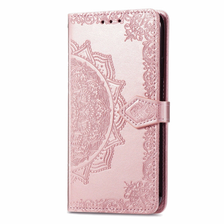 For Honor 100 Mandala Flower Embossed Leather Phone Case(Rose Gold)