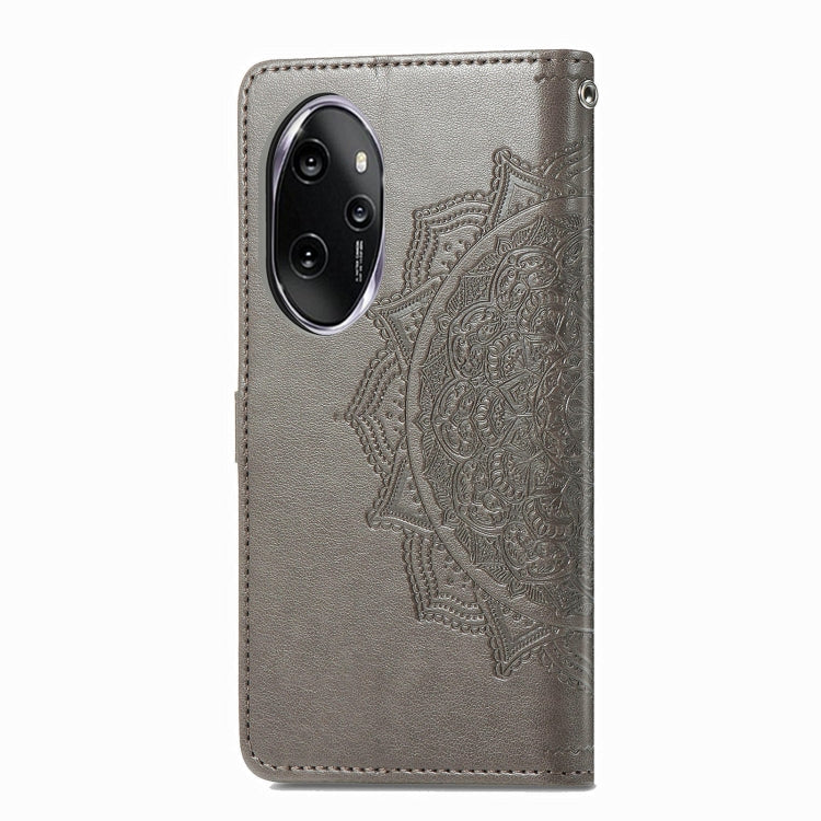 For Honor 100 Pro Mandala Flower Embossed Leather Phone Case(Gray)