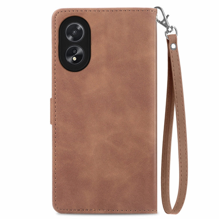 For Honor  X5 Plus Embossed Flower Zipper Leather Phone Case(Brown)