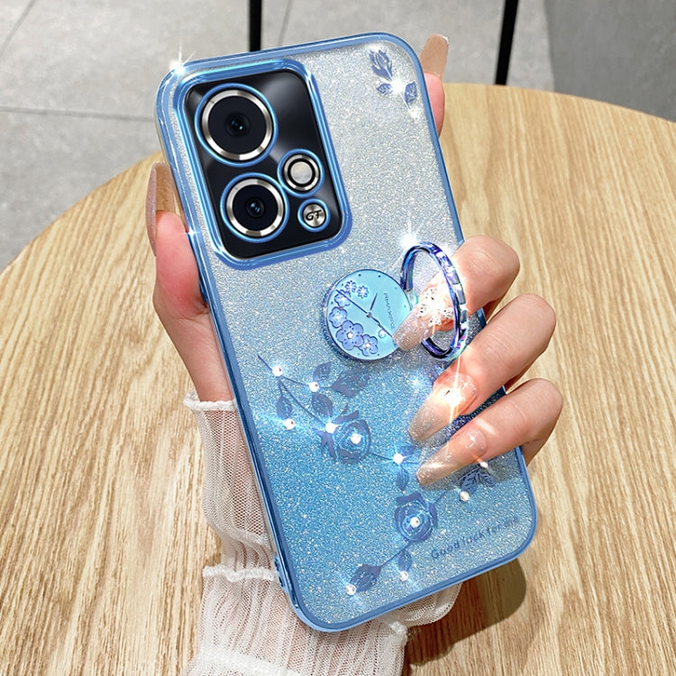 For Honor 90 GT Gradient Glitter Immortal Flower Ring All-inclusive Phone Case(Blue)