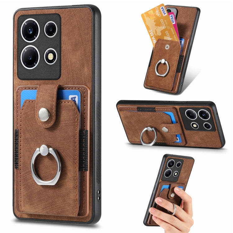 For Infinix Note 30 Retro Skin-feel Ring Card Wallet Phone Case(Brown)