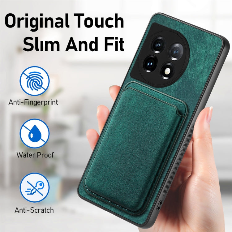 For OnePlus 10T Retro Leather Card Bag Magnetic Phone Case(Green)