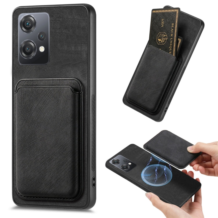 For OnePlus Nord CE2 Lite 5G Retro Leather Card Bag Magnetic Phone Case(Black)