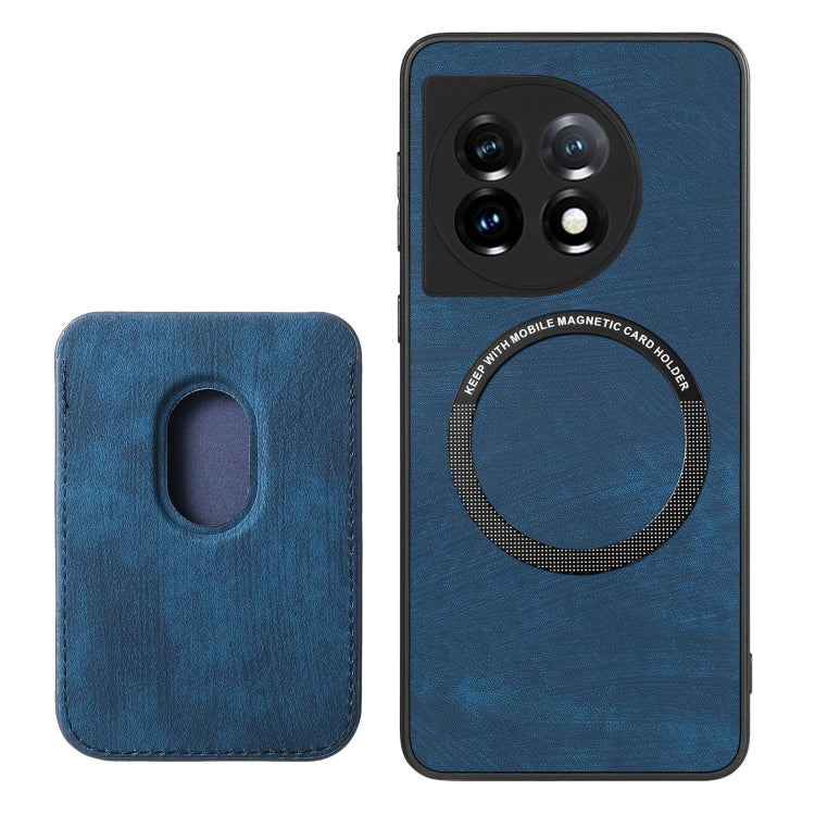 For OnePlus Nord CE 5G Retro Leather Card Bag Magnetic Phone Case(Blue)