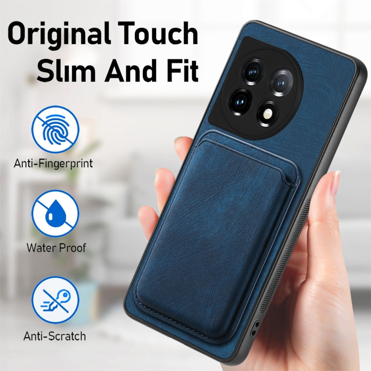 For OnePlus Nord CE 5G Retro Leather Card Bag Magnetic Phone Case(Blue)