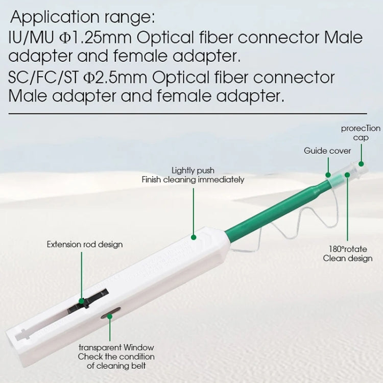 2pcs /Set Fiber Optic Cleaning Pen Endface Cleaner Fiber Optic Cleaning Tool for 1.25mm LC/Mu and 2.5mm SC/ST/FC(SC+LC)