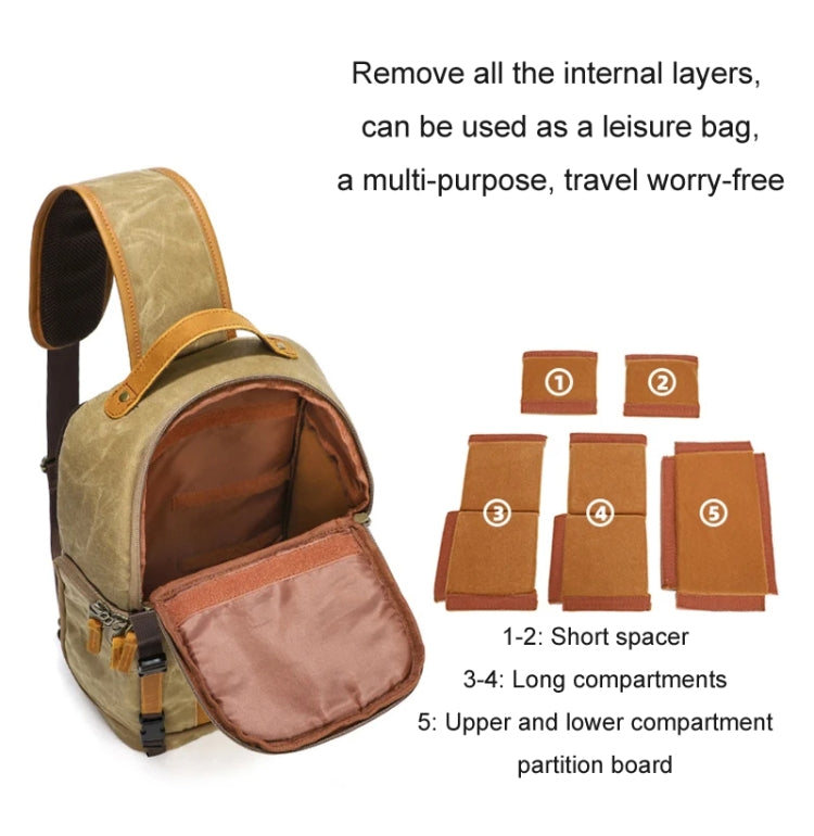 Outdoor Canvas Wear-resistant Waterproof Photography Shoulder Bag(Khaki)