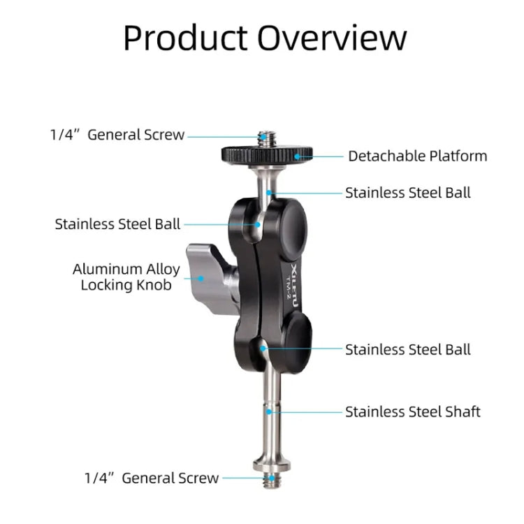 XILETU  TM Series Magic Arm With Dual Ballhead Camera Video Monitor Mount Adapter TM-3